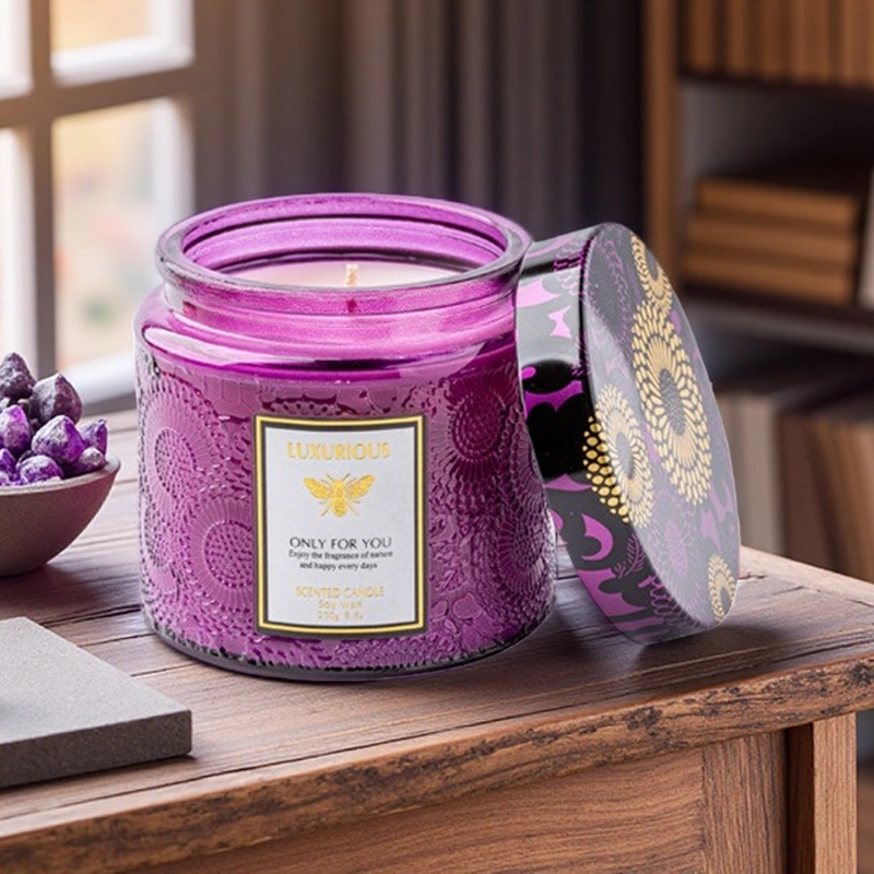 Embossed glass handmade soy wax scented candle, bedroom fragrance 01