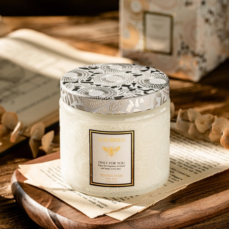 Embossed glass handmade soy wax scented candle, bedroom fragrance 01