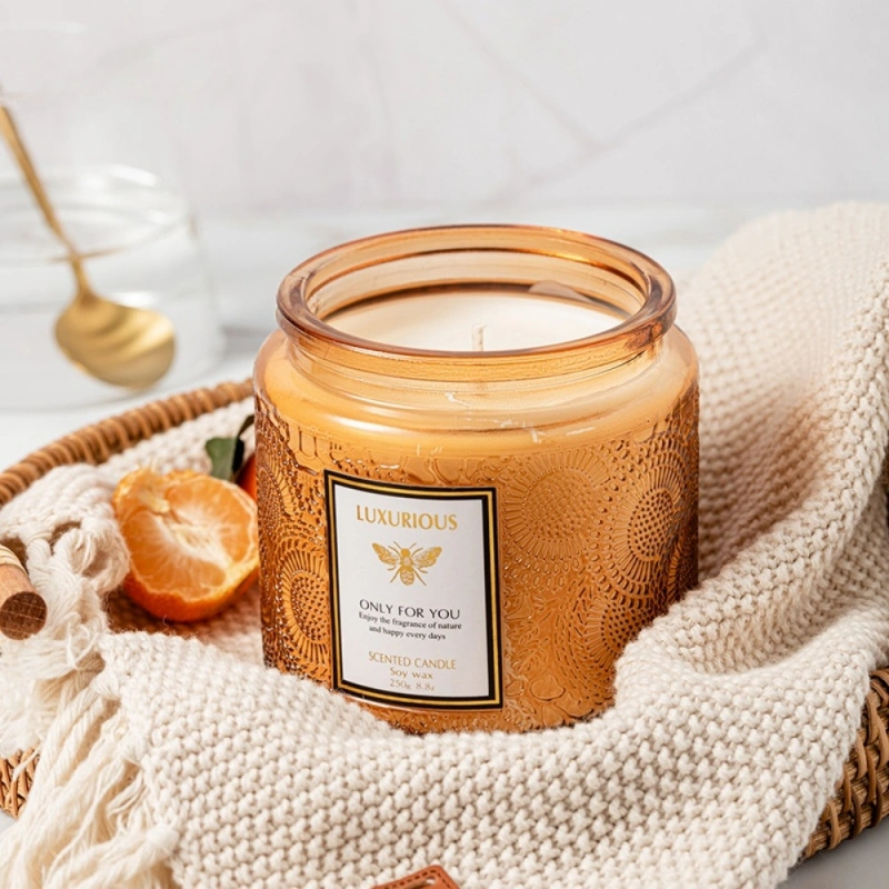 Embossed glass handmade soy wax scented candle, bedroom fragrance 01