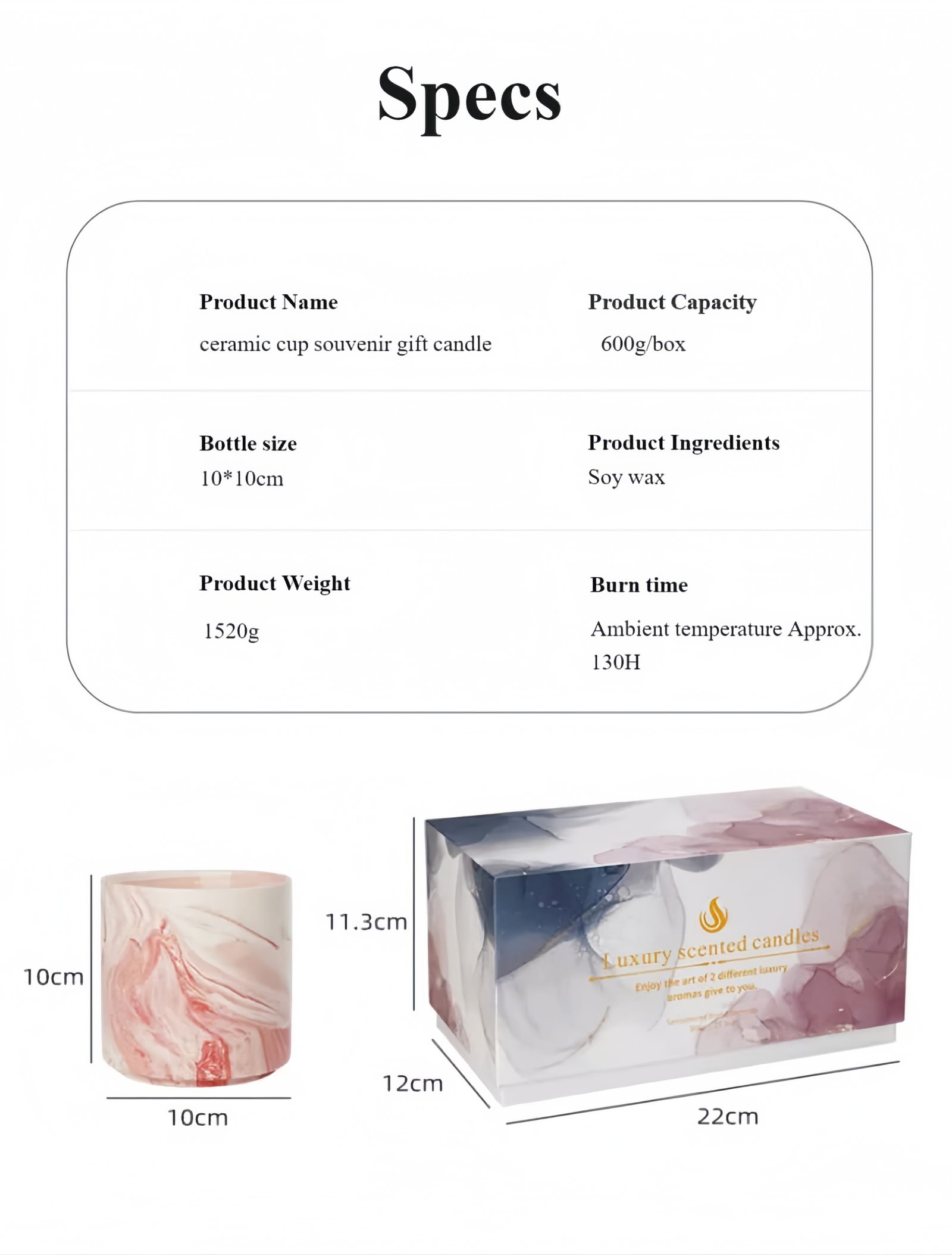 Natural soy wax scented candle Product multi-angle display images