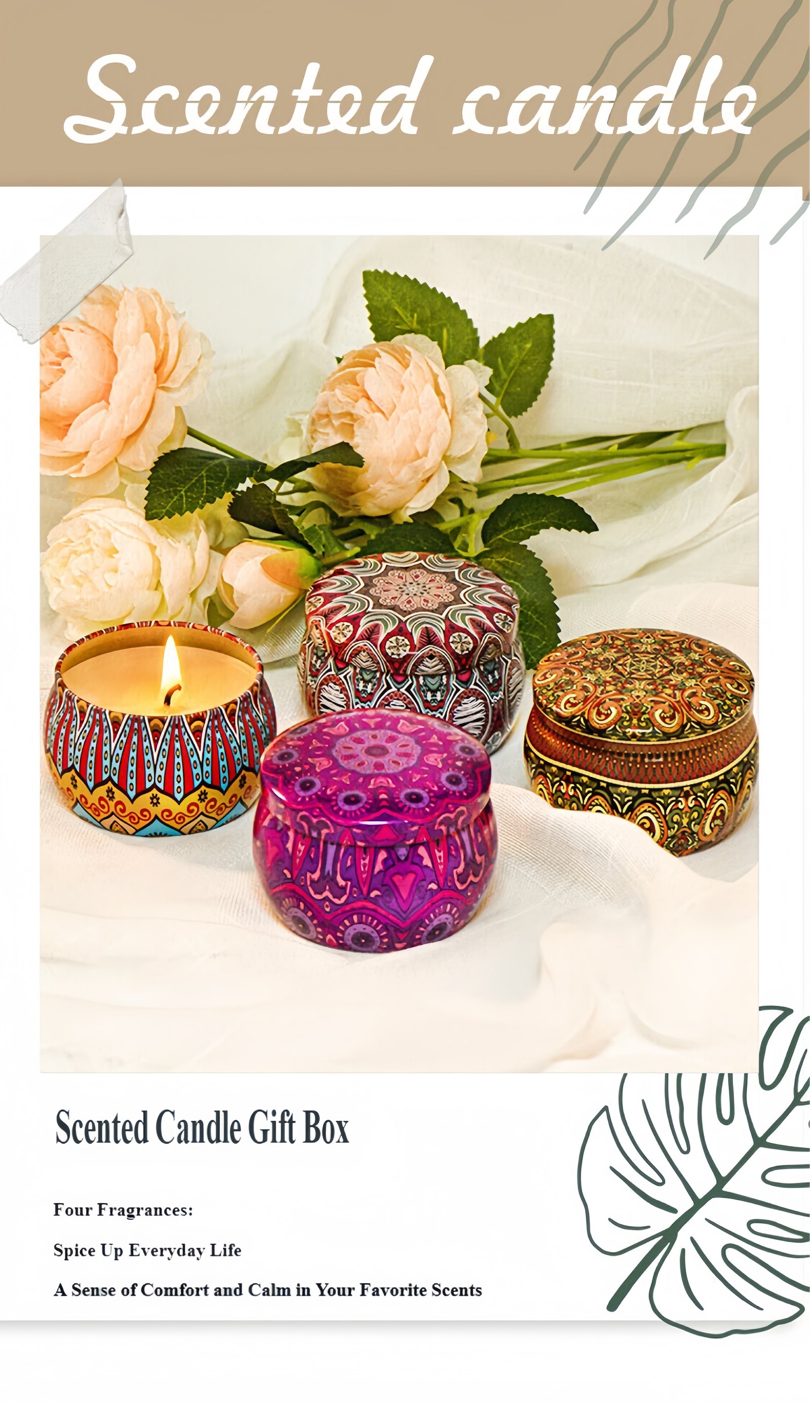 Floral Scented Candle Product multi-angle display images