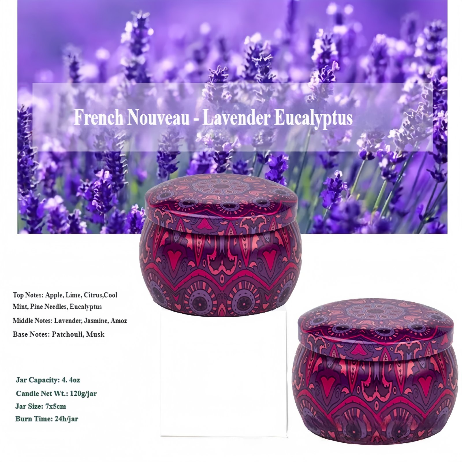 Floral Scented Candle Product multi-angle display images Optional fragrance types