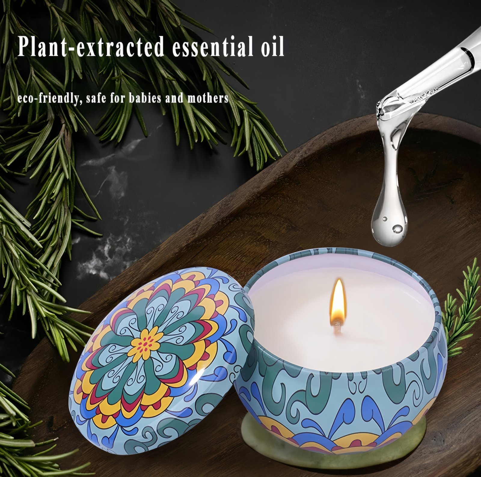 Gift box scented candle | High-quality tin can scented souvenir gift Product multi-angle display images
