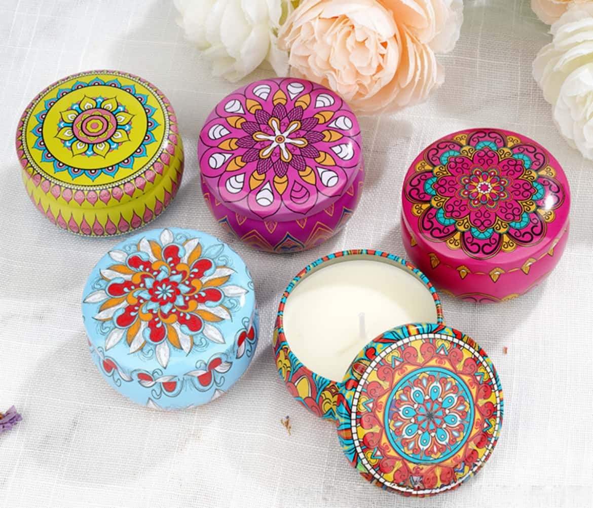 Gift box scented candle | High-quality tin can scented souvenir gift Product multi-angle display images
