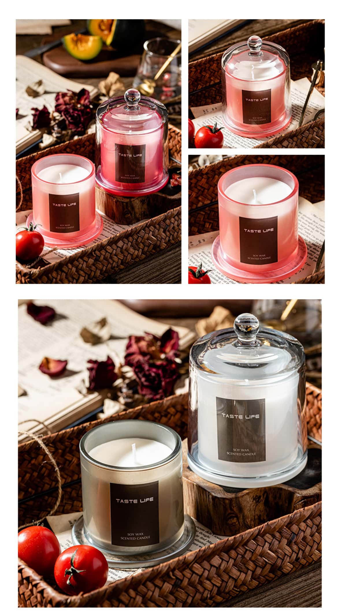 Fruity Floral Scented Candle Product multi-angle display images
