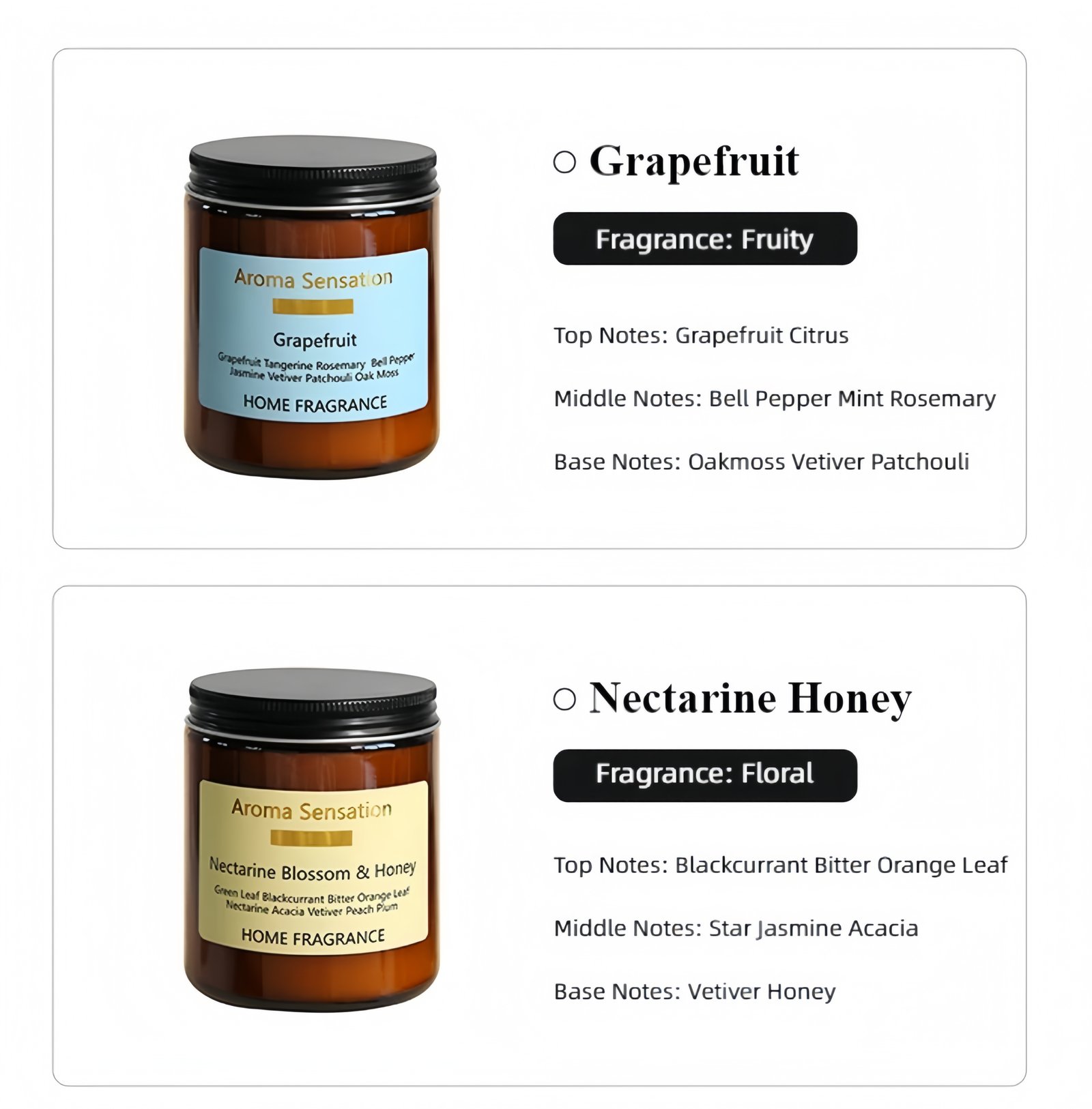 Fruity scented candle Optional fragrance types