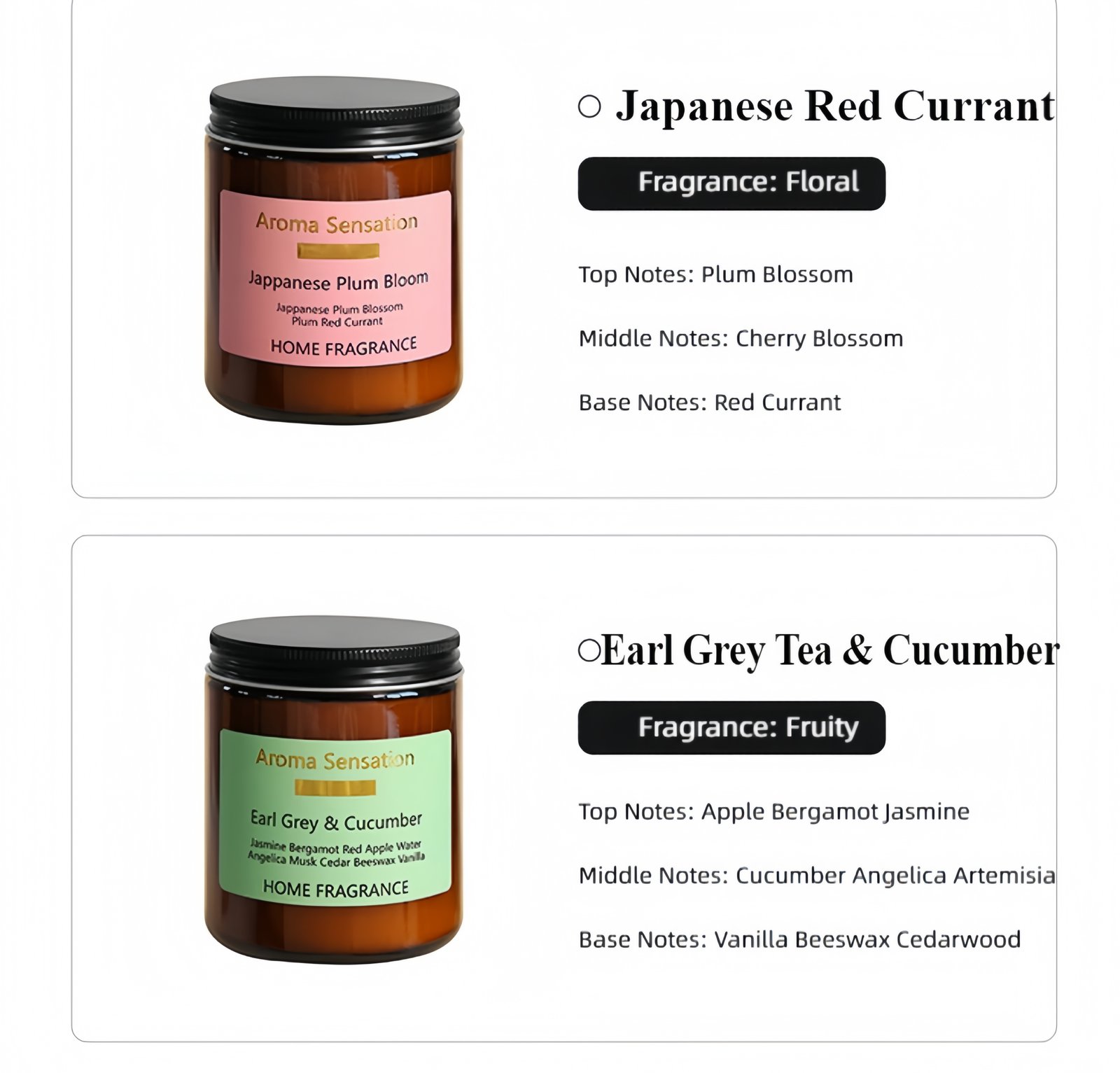Fruity scented candle Optional fragrance types