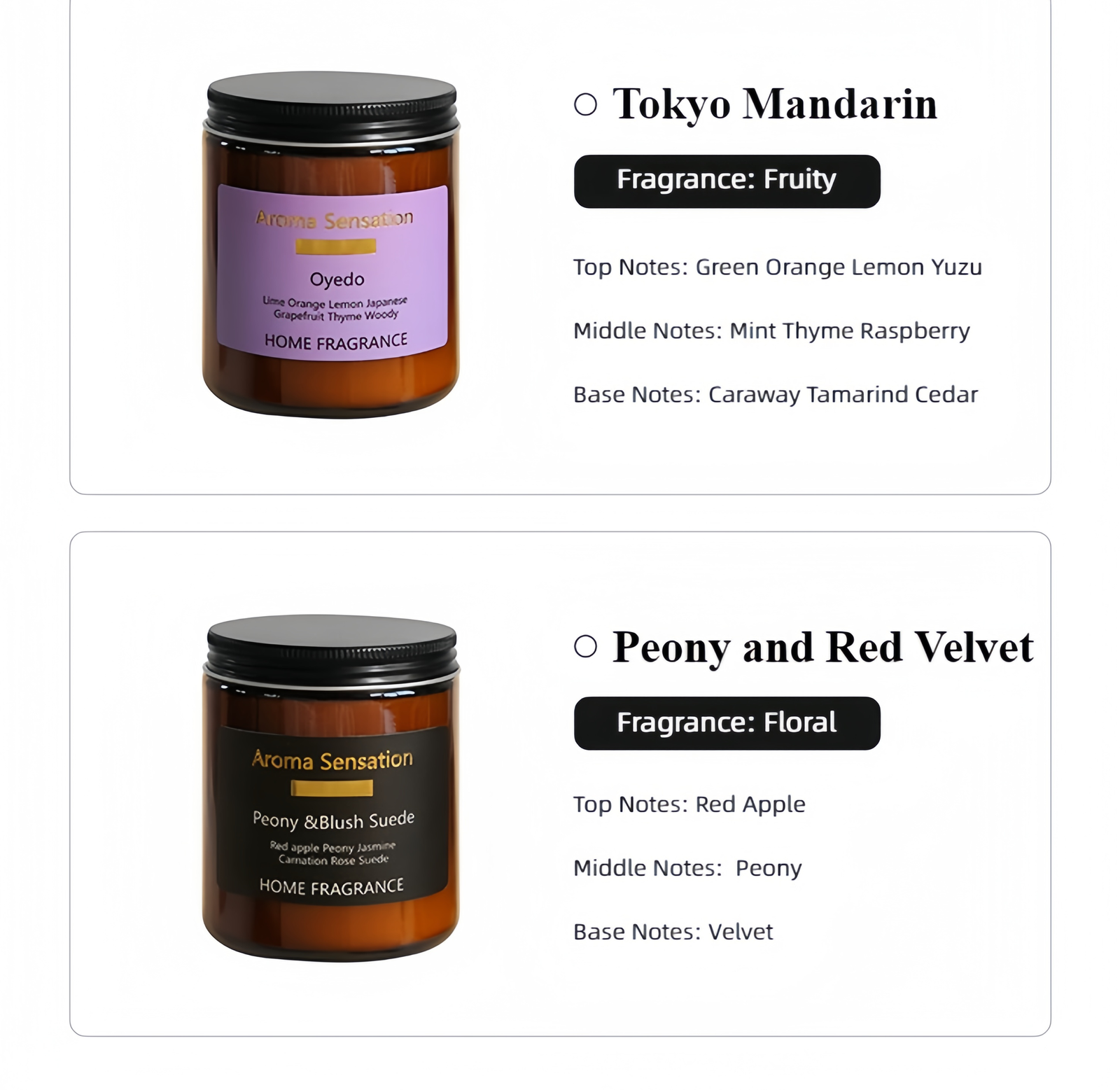 Fruity scented candle Optional fragrance types
