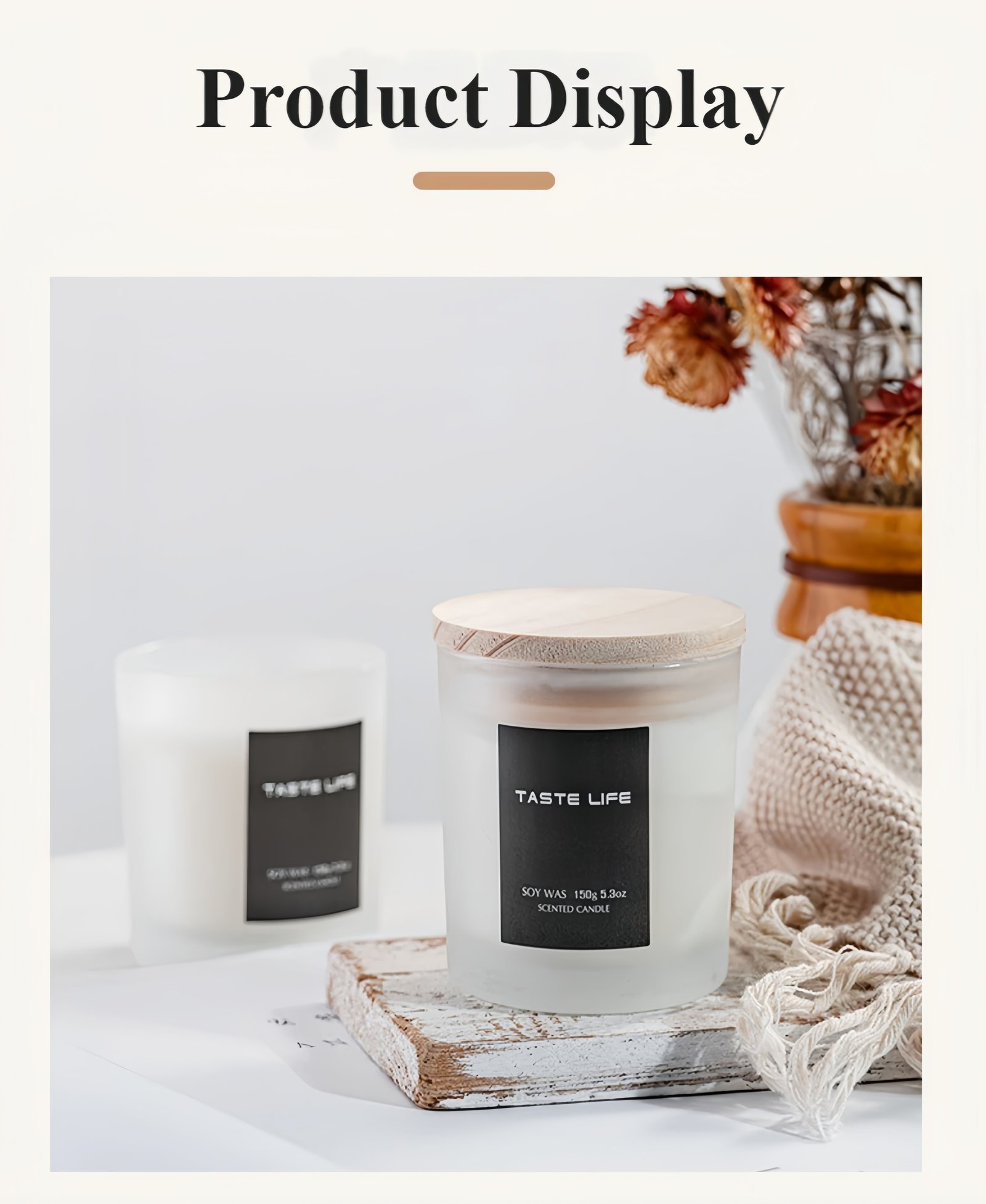 Natural Soy Wax Scented Candle | Veiled Glass Cup Product multi-angle display images