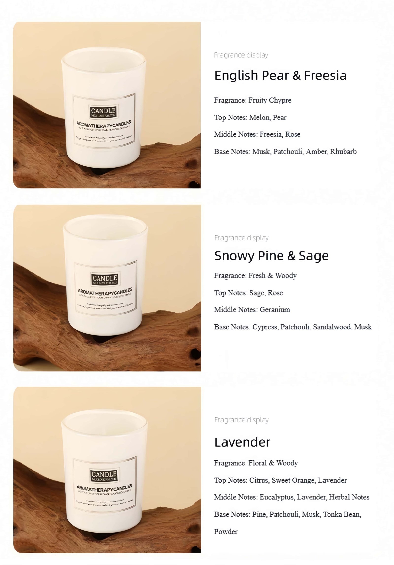 Glass Jar Scented Candles Optional fragrance types